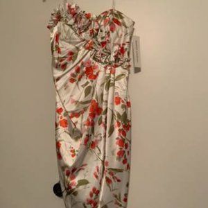 NWT Women's Maggy London Size 4 Strapless Floral Dress #74210